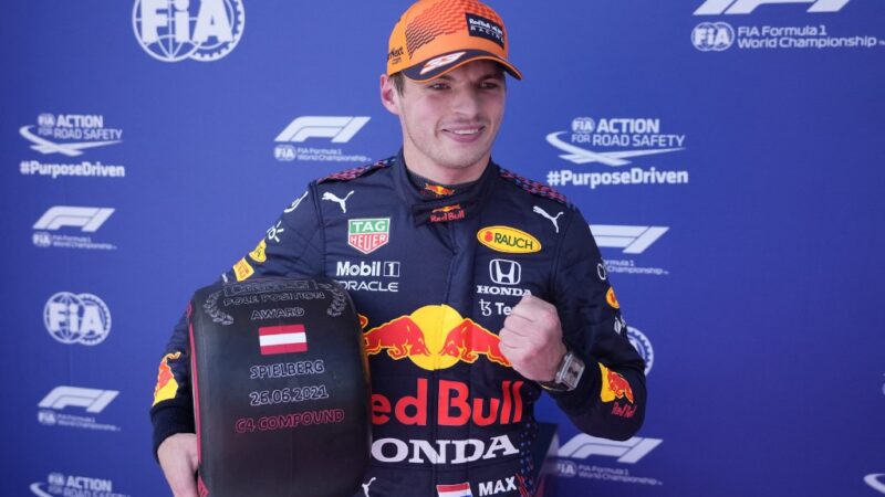 Max Verstappen na pole position do Grande Prêmio da Áustria com Lando Norris em segundo