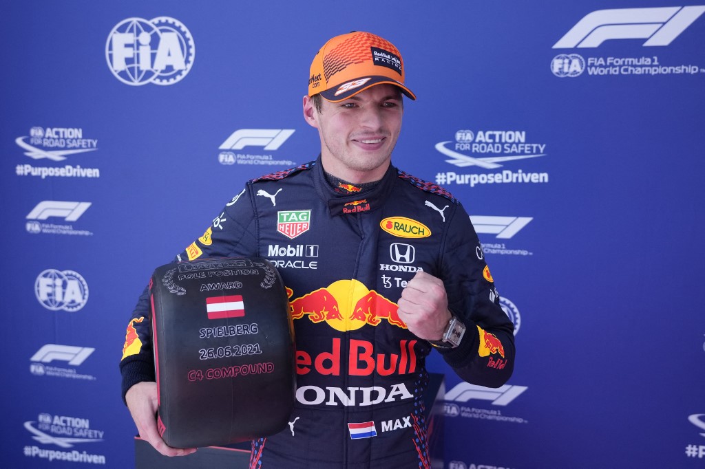 Max Verstappen na pole position do Grande Prêmio da Áustria com Lando Norris em segundo